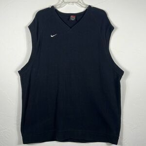 ⛳️🏌️ Vintage NIKE Golf Sweater Vest - Black Cotton Mens XL - EXCELLENT Conditio